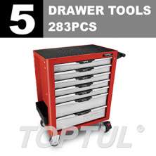 W/7-Drawer Tool Trolley - 283PCS 5 Drawer Mechanical Tool Set  0