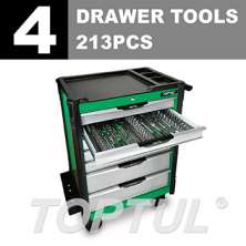 BUMPER SERIES W/7 DRAWER TOOL TROLLEY -213PCS 4 DRAWER TOOLS  0