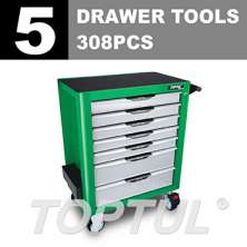 PRO-PLUS SERIES W/7 Drawer Tool Trolley -308PCS  5 DRAWER TOOLS 