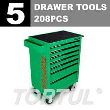 GENERAL SERIES W/7 -Drawer Tool Trolley -208PCS 5 DRAWER TOOLS