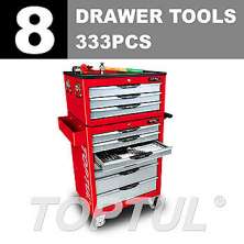 PRO-LINE SERIES W/3-Drawer Tool Chest+W/7-Drawer Tool Trolley -333PCS 8 DRAWER TOOLS 0