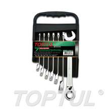 SIZE(mm) 7PCS -STORAGE RACK -Pro-Series Reversible Ratchet Combination Wrench Set