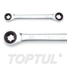 SIZE(E) -Ratchet Double E-Star Ring Wrench