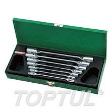 SIZE(mm) 7PCS -METAL BOX -Double End Swivel-Socket Wrench Set 0