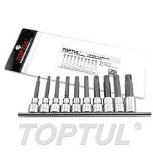 SIZE(M) 10PCS -1/2" DR. Long Ribe Bit Socket Rail Set