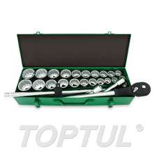 SIZE(mm&inch) 26PCS -Professional Grade 3/4" DR. 12PT Flank Socket Set (METRIC & SAE) 0