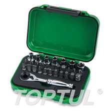 SIZE(mm) 30PCS -1/4" DR. 6PT Mini Ratchet Socket & Bit Set