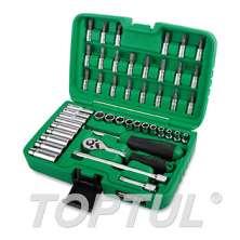 SIZE(mm) 46PCS -Professional Grade 1/4" DR. 6PT Flank Socket Set