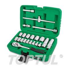 SIZE(mm) 22PCS -Professional Grade 3/8' DR. 6PT&12PT Flank Socket Set 0