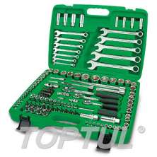 SIZE(mm&inch) 130PCS -Professional Grade 1/4",3/8" & 1/2" DR. 6PT Flank Socket Wrench Set (METRIC & SAE) 0