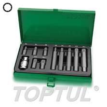 11PCS 1/2" DR. Hex Shank Spline Insert  Bit Set 0