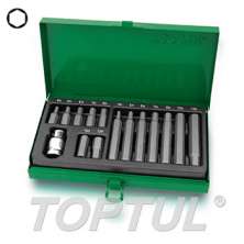 15PCS 1/2" DR. Hex Shank Hexagon Insert Bit Set